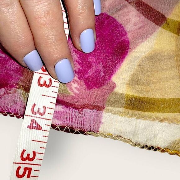 Womens Scarf Sheer Chiffon Rectangle Magenta Gold Floral Print Wrap Classic Boho - Picture 9 of 9